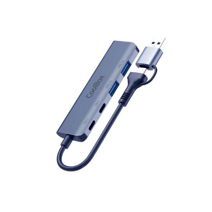 CoolBox HUB4 Lite USB-C/A - 2x USB-C, 2x USB-A 3.2 Gen1 - Aluminio - Color Gris