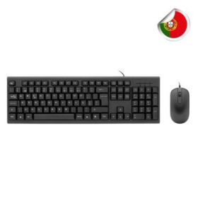 Coolbox COO-KTR-02UIT Pack USB Teclado 105 Teclas - QWERTY Portugues + Raton 3 Botones - Uso Ambidiestro - Color Negro