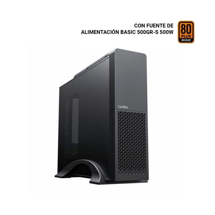 CoolBox T313 Slim Caja Torre Micro ATX, Mini ITX - Tamaño HDD 2.5", 3.5" - USB 3.0, USB-C - Fuente de Alimentacion 500W - Color Negro