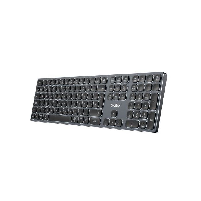 Coolbox Moonlight B431 Teclado Inalambrico - RF 2.4G y Bluetooth 5.1 - Teclas ABS Redondeadas Silencioso - Retroiluminado con 7 Colores - Bateria Recargable - Color Negro
