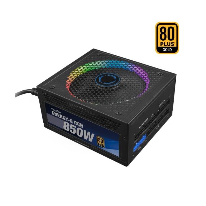 Coolbox Energy-G Fuente de Alimentacion 80 Plus Gold Modular 850W ATX 3.0 RGB - Conector PCIe 6 + 2 pines - ARGB - Ventilador 140mm