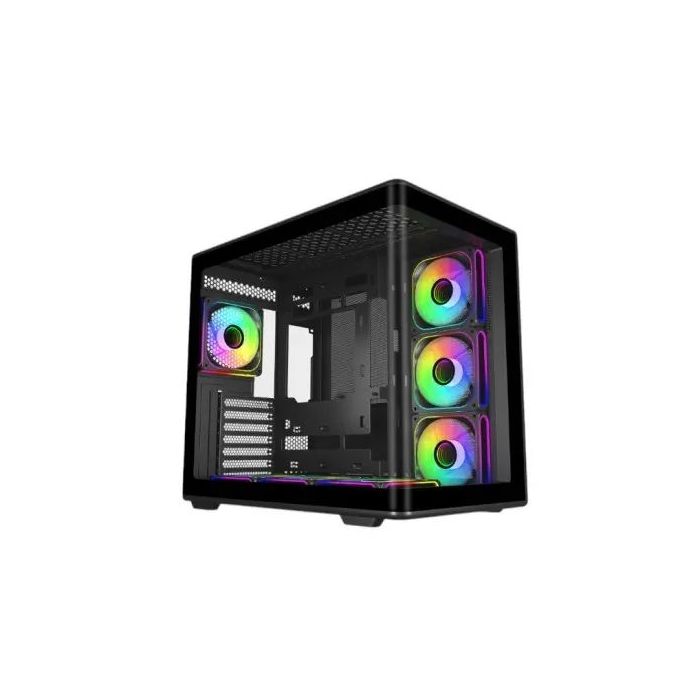Cooler Master Elite 600 Caja Semitorre ATX/MicroATX/Mini-ITX - 4 Ventiladores 120mm RGB - Vista Panoramica - Doble Camara - Audio - 2xUSB-A - 1xUSB-C - 445x285x410mm - Color Negro
