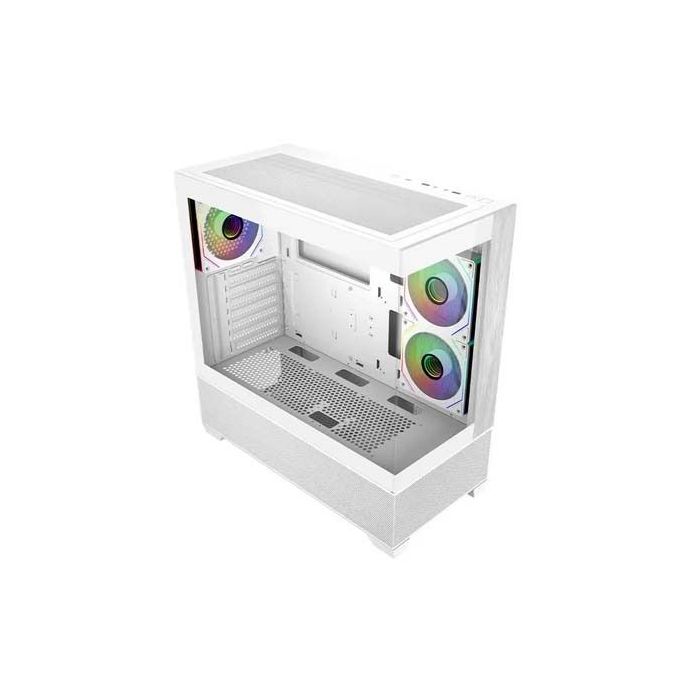 Cooler Master Elite 690 Wood Caja Semitorre ATX/MicroATX/Mini-ITX - 3 Ventiladores 120mm RGB - Vista Panoramica - Doble Camara - 2xUSB-A - 1xUSB-C - 434x218x454mm - Color Blanco