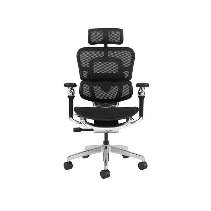 Cromad Aeris Supreme Silla de Oficina - Piston de Gas de Grado 4 - Soporte Lumbar Dividido con Ajuste de Tension - Reposacabezas Ajustable - Respaldo de Malla 4D - Reposabrazos 8D de Aluminio con Ajuste Total