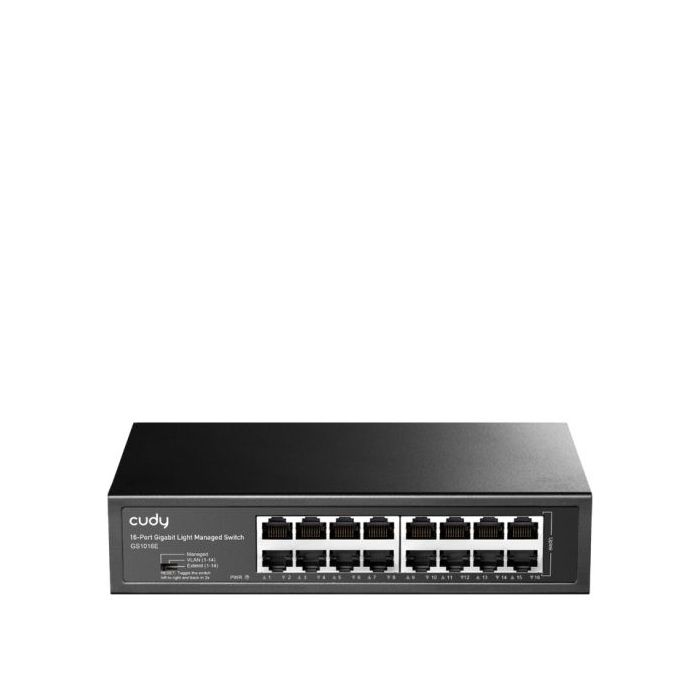 Cudy Switch Gigabit de 16 Puertos - Facil Administracion - Carcasa de Metal para Montaje en Rack - Plug and Play - Kit de Montaje en Rack Incluido - Color Negro