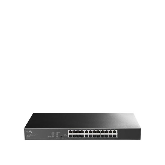 Cudy Switch Gigabit de 24 Puertos - Facil Administracion - Carcasa de Metal para Montaje en Rack - Plug and Play - Kit de Montaje en Rack Incluido - Color Negro