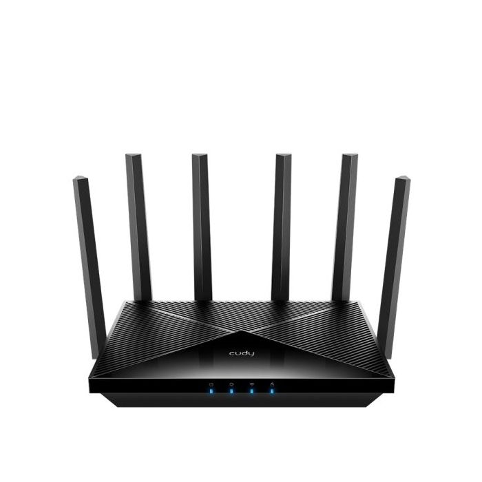 Cudy Router WiFi 7 Mesh Tribanda BE11000 de 2.5G - Velocidad hasta 2500Mbps - 4 Puertos - 6 Antenas Fijas de 5dBi - Tecnologia MU-MIMO - Color Negro