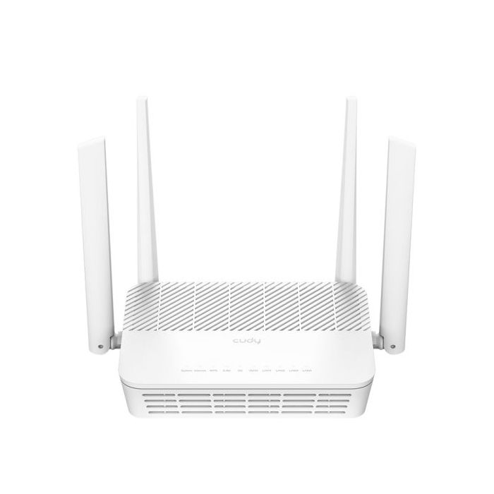 Cudy Router WiFi 6 Mesh Gigabit Dual Band AX3000 - Velocidad hasta 1000Mbps - 5 Puertos - 4 Antenas Fijas de 5dBi - Tecnologia MU-MIMO - Color Blanco