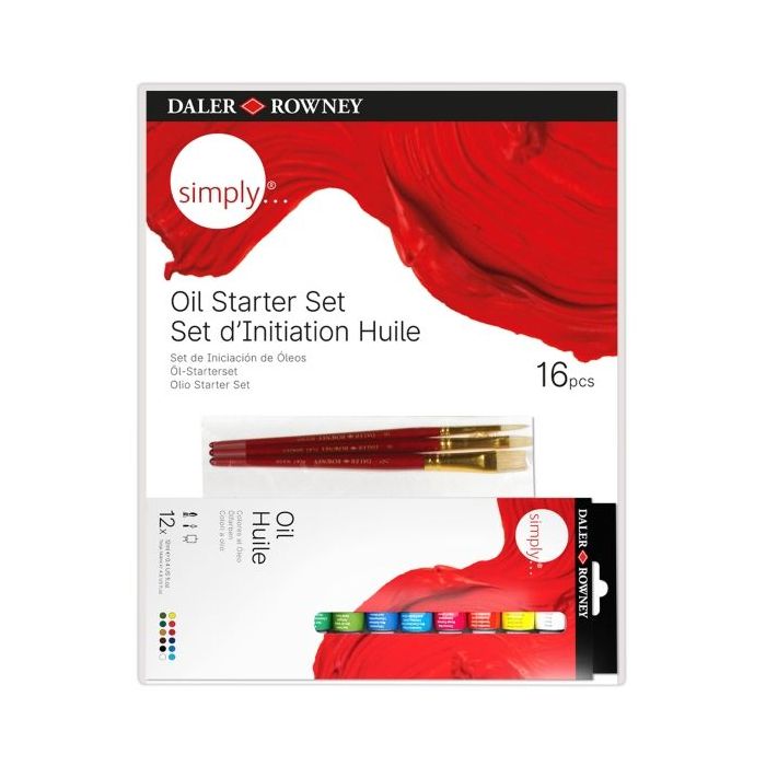 Daler Rowney Simply Pack de 16 Piezas - Pinturas al Oleo - Set de Iniciacion - Colores Surtidos