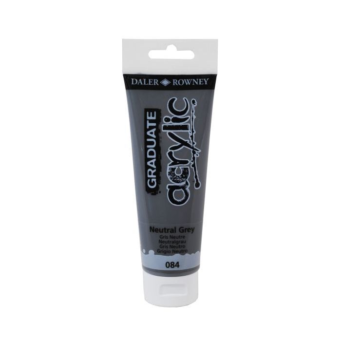 Daler Rowney Graduate Pintura Acrilica - Tubo de Plastico - 120ml - Color Gris Neutro
