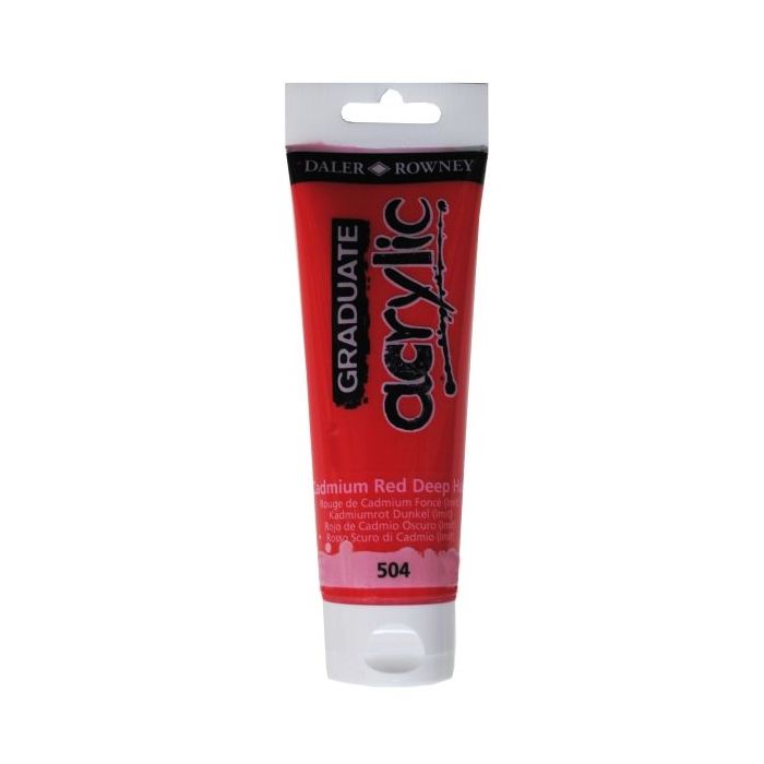 Daler Rowney Graduate Pintura Acrilica - Tubo de Plastico - 120ml - Color Rojo de Cadmio Profundo