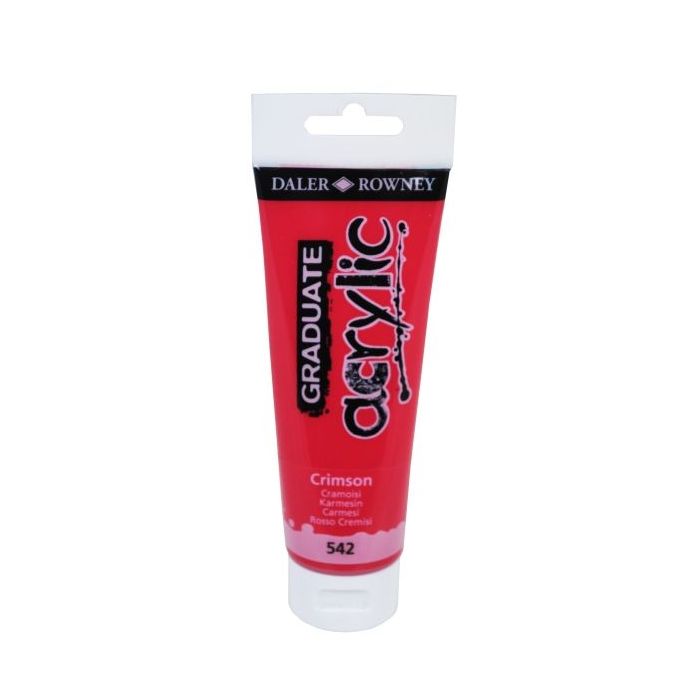 Daler Rowney Graduate Pintura Acrilica - Tubo de Plastico - 120ml - Color Carmesi