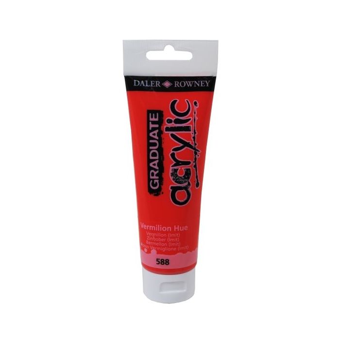 Daler Rowney Graduate Pintura Acrilica - Tubo de Plastico - 120ml - Color Bermellon