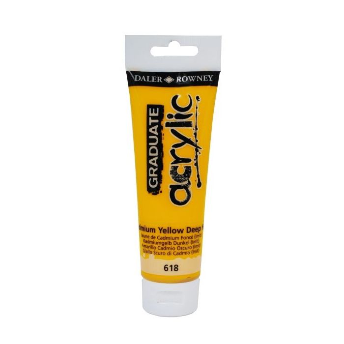 Daler Rowney Graduate Pintura Acrilica - Tubo de Plastico - 120ml - Color Amarillo de Cadmio Profundo