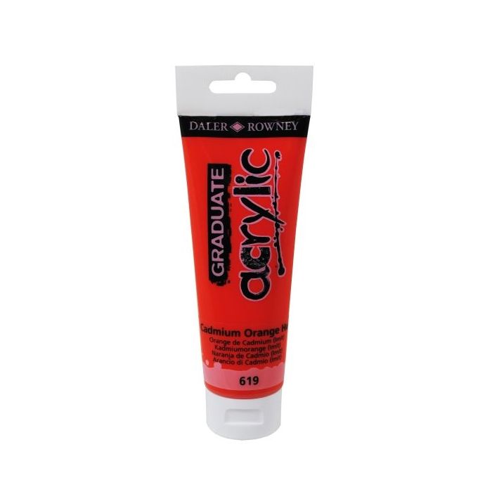Daler Rowney Graduate Pintura Acrilica - Tubo de Plastico - 120ml - Color Naranja de Cadmio