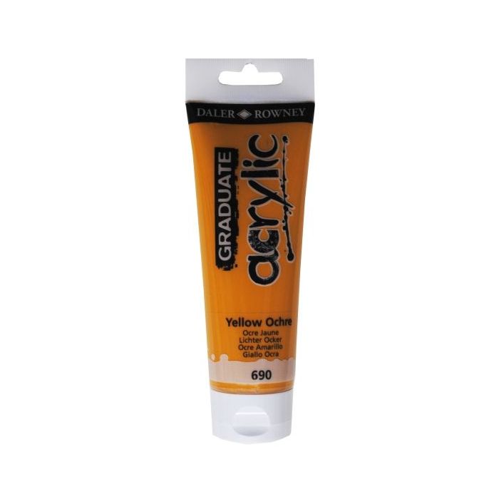 Daler Rowney Graduate Pintura Acrilica - Tubo de Plastico - 120ml - Color Ocre Amarillo