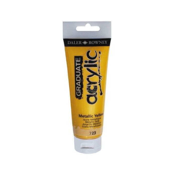 Daler Rowney Graduate Pintura Acrilica - Tubo de Plastico - 120ml - Color Amarillo Metalico