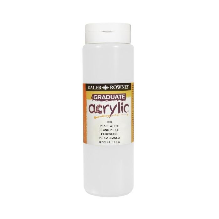 Daler Rowney Graduate Pintura Acrilica - Botella de Plastico - 500ml - Color Blanco Perla