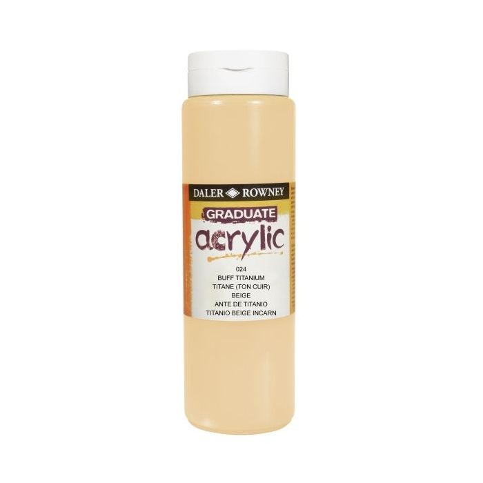 Daler Rowney Graduate Pintura Acrilica - Botella de Plastico - 500ml - Color Titanio Buff