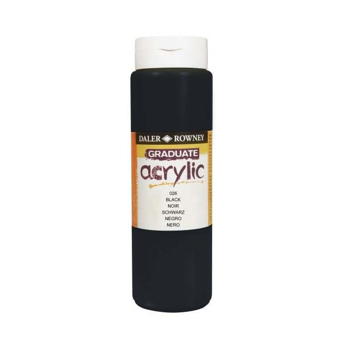 Daler Rowney Graduate Pintura Acrilica - Botella de Plastico - 500ml - Color Negro