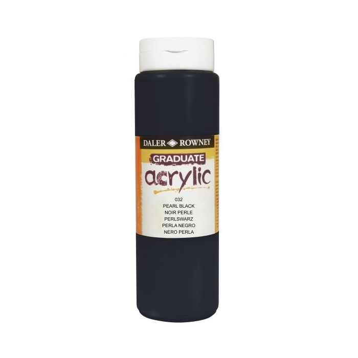 Daler Rowney Graduate Pintura Acrilica - Botella de Plastico - 500ml - Color Negro Perla