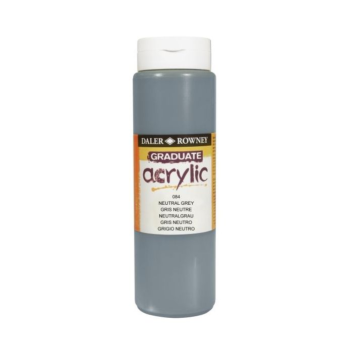 Daler Rowney Graduate Pintura Acrilica - Botella de Plastico - 500ml - Color Gris Neutro