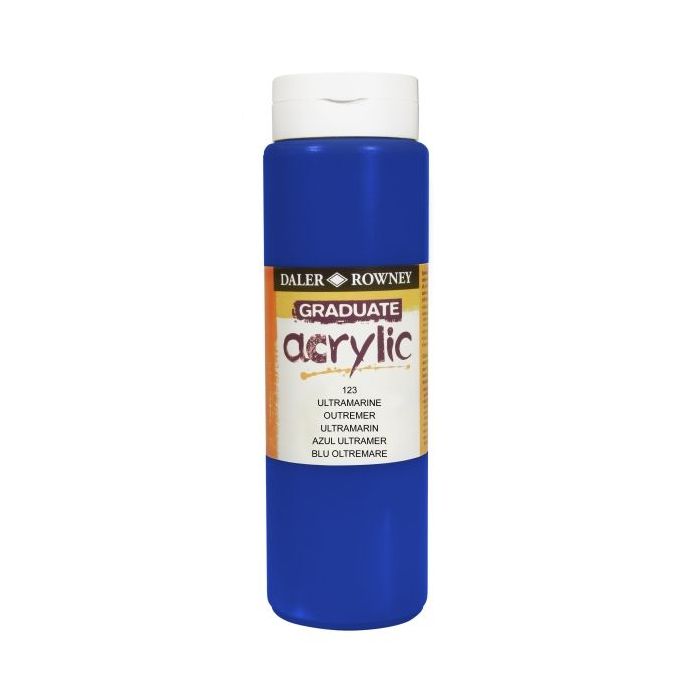 Daler Rowney Graduate Pintura Acrilica - Botella de Plastico - 500ml - Color Azul Ultramarino