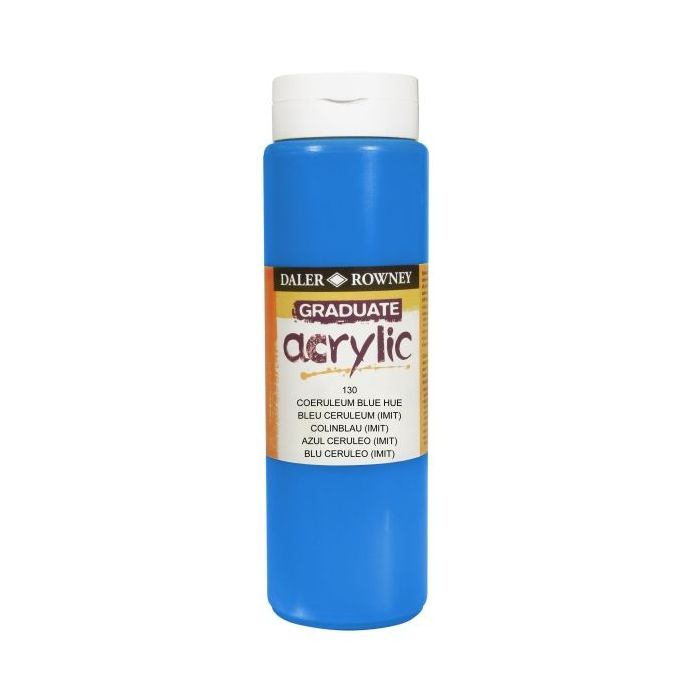 Daler Rowney Graduate Pintura Acrilica - Botella de Plastico - 500ml - Color Azul Ceruleo