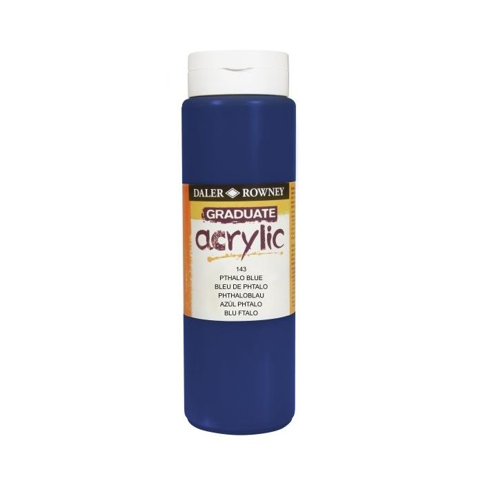 Daler Rowney Graduate Pintura Acrilica - Botella de Plastico - 500ml - Color Azul Ftalo