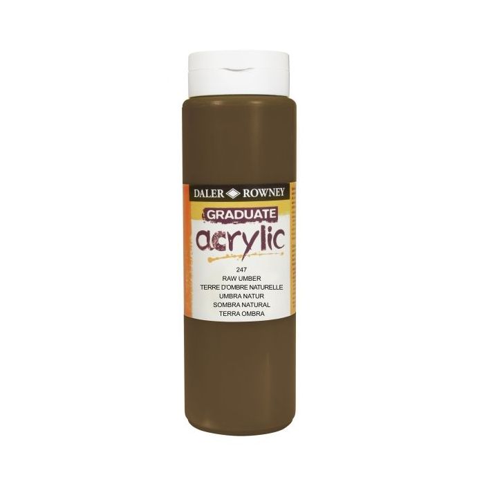 Daler Rowney Graduate Pintura Acrilica - Botella de Plastico - 500ml - Color Sombra Natural