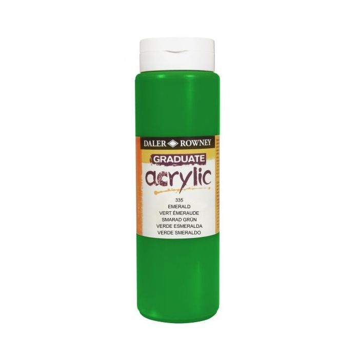Daler Rowney Graduate Pintura Acrilica - Botella de Plastico - 500ml - Color Verde Esmeralda