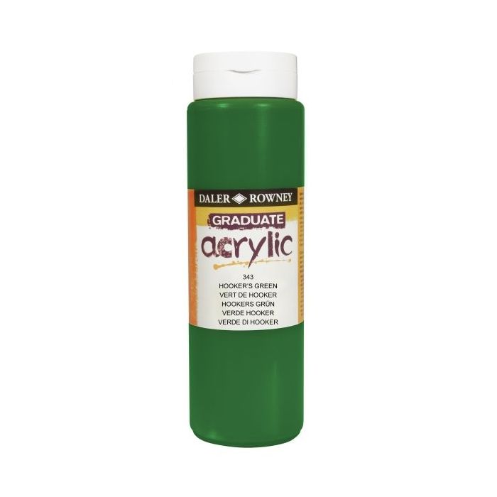 Daler Rowney Graduate Pintura Acrilica - Botella de Plastico - 500ml - Color Verde Hooker