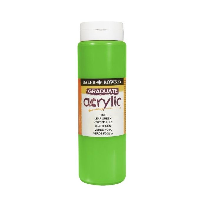 Daler Rowney Graduate Pintura Acrilica - Botella de Plastico - 500ml - Color Verde Hoja