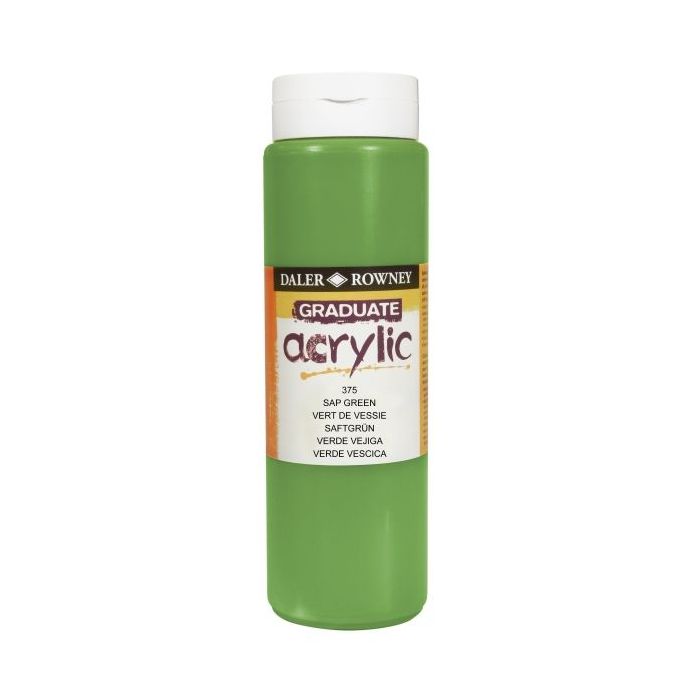 Daler Rowney Graduate Pintura Acrilica - Botella de Plastico - 500ml - Color Verde Vejiga