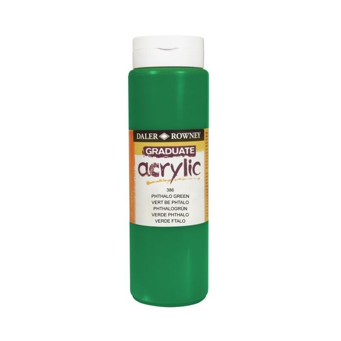 Daler Rowney Graduate Pintura Acrilica - Botella de Plastico - 500ml - Color Verde Ftalo
