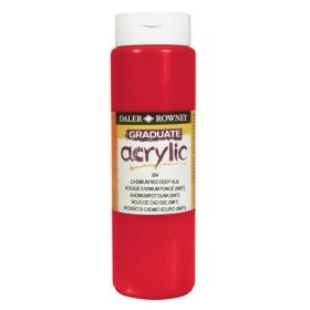 Daler Rowney Graduate Pintura Acrilica - Botella de Plastico - 500ml - Color Rojo de Cadmio Profundo