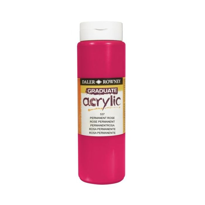 Daler Rowney Graduate Pintura Acrilica - Botella de Plastico - 500ml - Color Rosa Permanente