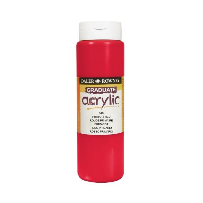 Daler Rowney Graduate Pintura Acrilica - Botella de Plastico - 500ml - Color Rojo Primario