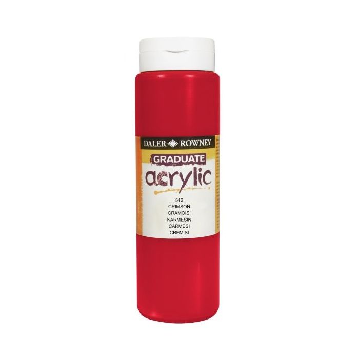 Daler Rowney Graduate Pintura Acrilica - Botella de Plastico - 500ml - Color Carmesi