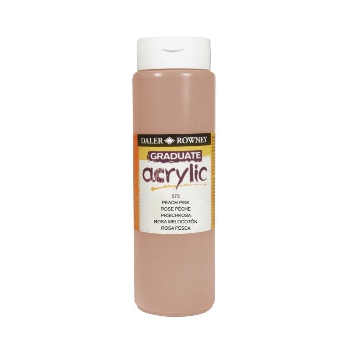 Daler Rowney Graduate Pintura Acrilica - Botella de Plastico - 500ml - Color Rosa Melocoton
