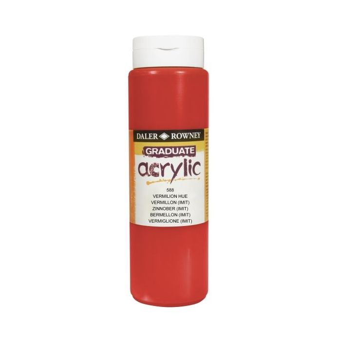 Daler Rowney Graduate Pintura Acrilica - Botella de Plastico - 500ml - Color Bermellon