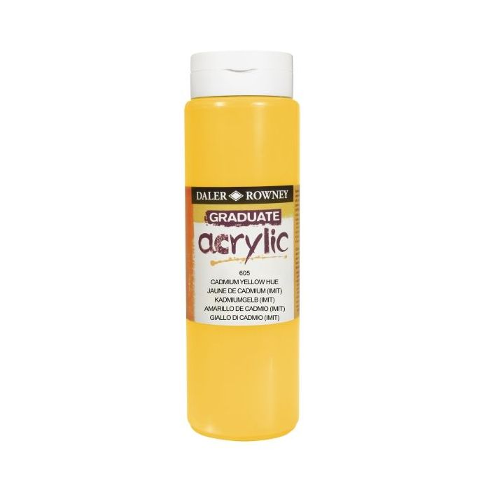 Daler Rowney Graduate Pintura Acrilica - Botella de Plastico - 500ml - Color Amarillo de Cadmio