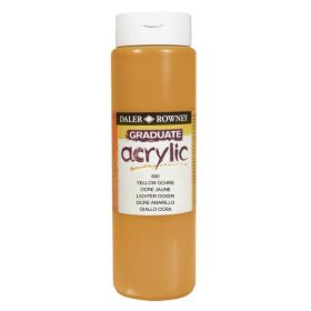 Daler Rowney Graduate Pintura Acrilica - Botella de Plastico - 500ml - Color Ocre Amarillo