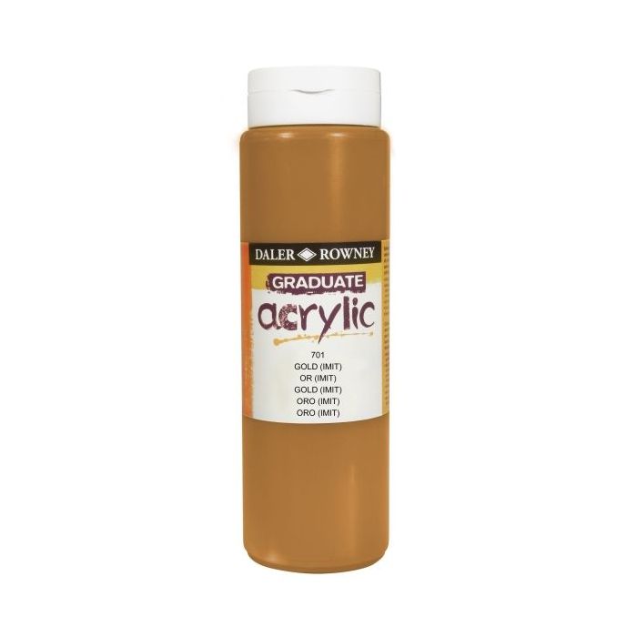 Daler Rowney Graduate Pintura Acrilica - Botella de Plastico - 500ml - Color Imitacion Oro