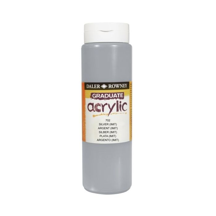 Daler Rowney Graduate Pintura Acrilica - Botella de Plastico - 500ml - Color Imitacion Plata