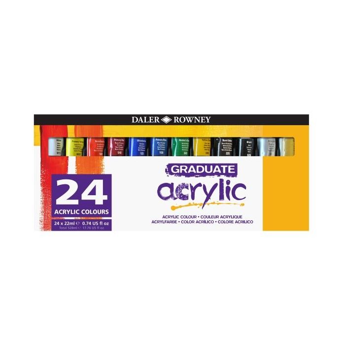 Daler Rowney Graduate Pack de 6 Pinturas Acrilicas - 22ml - Colores Surtidos