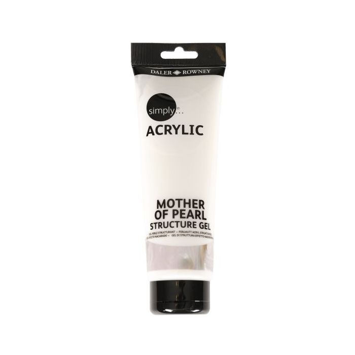 Daler Rowney Simply Mother Of Pearl Gel Acrilico - Efecto Nacarado -Tubo de Plastico - 250ml - Color Blanco