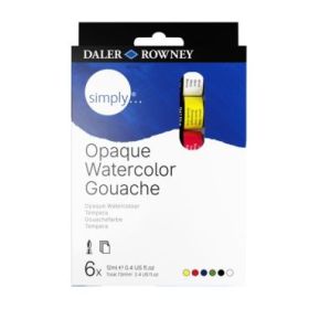 Daler Rowney Simply Pack de 6 Tubos de Temperas Gouache - 18ml - Colores Surtidos