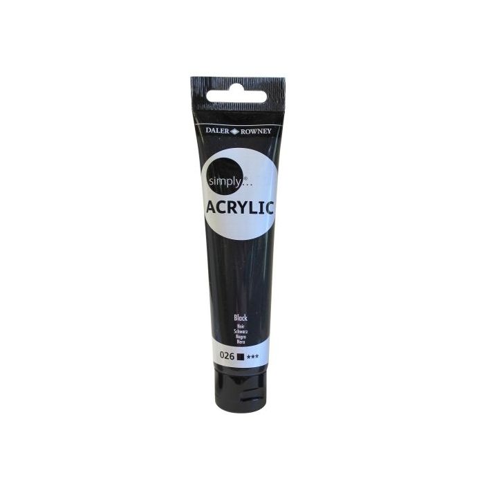 Daler Rowney Simply Pintura Acrilica - Tubo de Plastico - 75ml - Color Negro