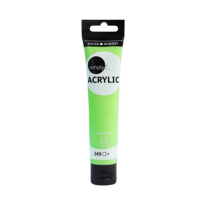 Daler Rowney Simply Pintura Acrilica - Tubo de Plastico - 75ml - Color Verde Neon